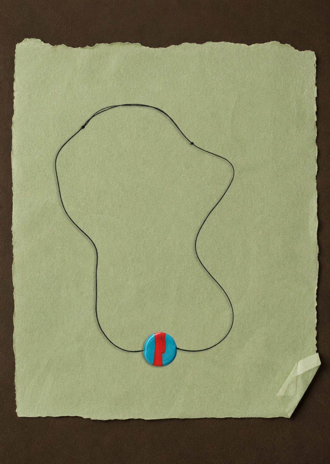 Nico Necklace – Aqua with Red Stripe, Venice glass coin bead