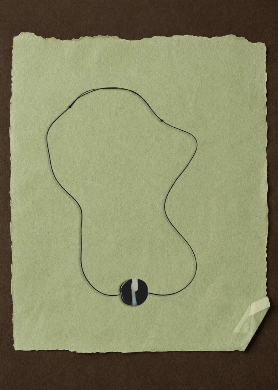 Nico Necklace – Black with Ivory Stripe, Venice glass coin bead