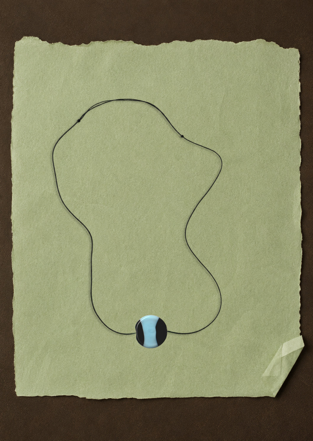 Nico Necklace – Black with Light Blue Stripe, Venice glass coin bead