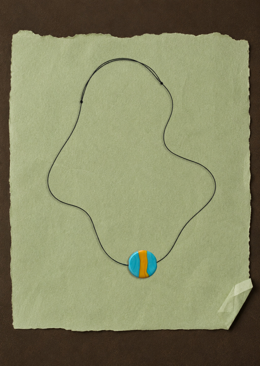 Nico Necklace – Aqua with Gold Stripe, Venice glass coin bead