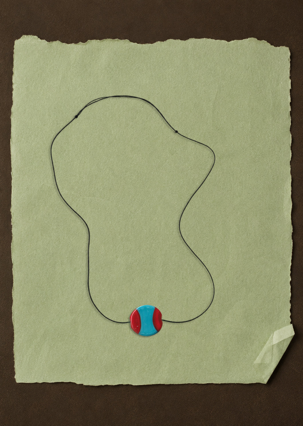 Nico Necklace – Red with Aqua Stripe, Venice glass coin bead